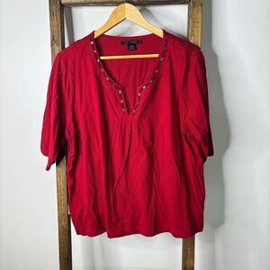 Kiara Beaded Elegant Red Women's Top